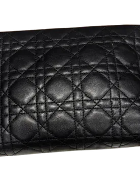 Dior Black Cannage Leather Pouch - Dior - FashionsVida