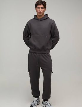 Herren Boxy Kapuzen-Cargo-Trainingsanzug Charcoal Größe 5XL