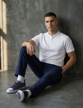 Pantaloni chino slim in cotone - blu scuro