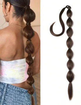 Pieza Extensión de cola de caballo de burbujas negras largas para mujeres de 28 pulgadas a 34 pulgadas, extensión de cola de caballo afro, extensió - Shein - FashionsVida