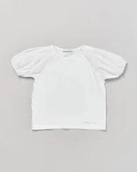 T-shirt bianca in cotone stretch con manica a sbuffo 6-12 anni