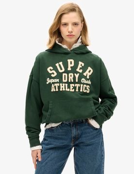 Superdry Women's Übergroßes Athletic Essentials Hoodie mit Applikation Grün - Größe: 36
