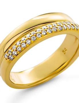 Emily' Womens 925 Sterling Silver Ring - Gold Zr-7581/g - Size Q - Orphelia - FashionsVida