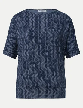 T-Shirt mit Elastikbund Blau 40 - Street One - FashionsVida