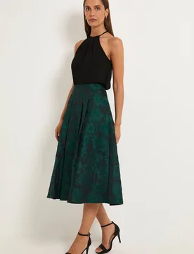 Women's Jacquard Midi Skirt in Emerald Size: 18 - Emerald - Size: 18 - Wallis - FashionsVida