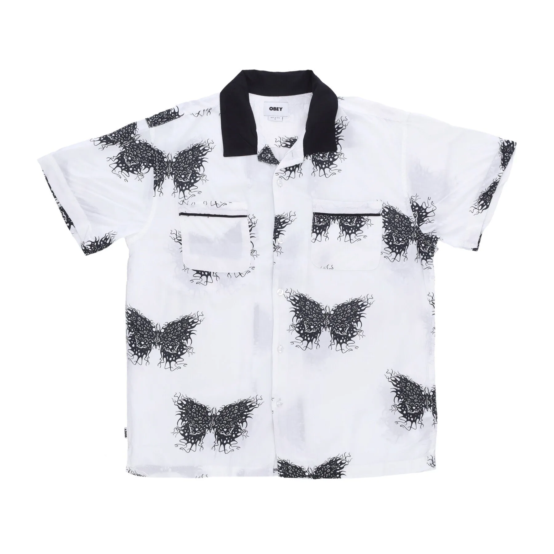 Camicia Manica Corta Uomo Outcome Woven White Multi - OBEY - FashionsVida