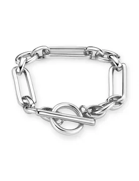 Rectangular Link T-Bar Bracelet - Silver - Orelia London - FashionsVida