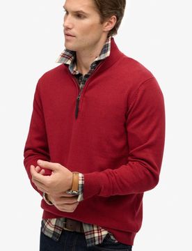 Superdry Herren Essentials Baumwoll-pullover mit Reißverschluss Red - Größe: Xxl