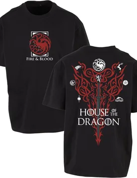 T-Shirt - House of the Dragon - Fire & Blood Houses Emblems - XXL bis 3XL - Größe 3XL - schwarz - Lizenzierter Fanartikel - Unisex - unisex - Game of Thrones - FashionsVida