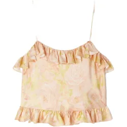 Top de mujer corto estampado floral con volantes