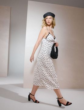 Abito midi con spalline in viscosa - multicolor