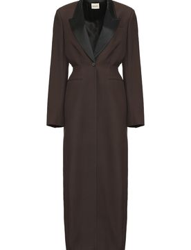 Bellow Satin Lapel Single-Breasted Long Jacket