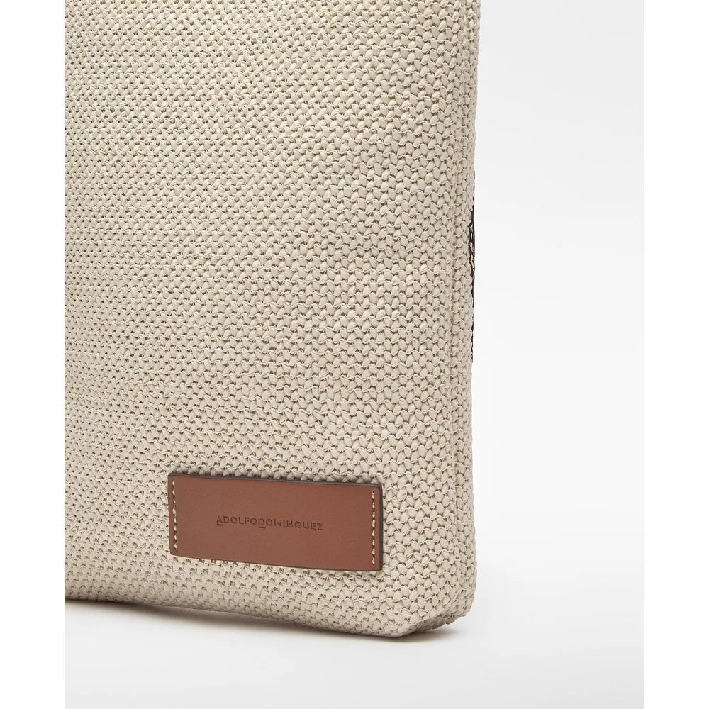Bolso de mano de mujer con bordado y textura de rafia - Adolfo Dominguez - FashionsVida