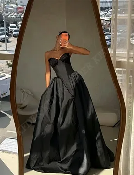 Black Sweetheart A Line Satin Evening Dress Formal Women Robe De Soirée Femme Sleeveless Party Dresses Gowns Customize - Aliexpress - FashionsVida