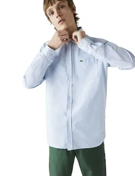 Camicia A Maniche Lunghe Cotton Oxford Hemisphere Blue 44