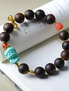Handwoven Phu Sen Red Earth Agarwood Bracelet with Magnesite Turquoise Guan Yin Charm Chinese Style Jewelry Gifts - Aliexpress - FashionsVida