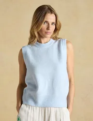 Crew Neck Knitted Vest Light Blue female