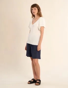 Jersey de mujer de manga corta detalle lazada - Molly Bracken - FashionsVida