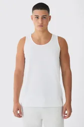 Mens Basic Regular Fit Vest - White Cotton - Size Medium