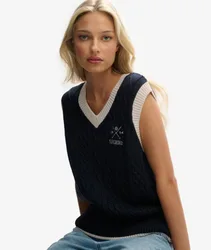 Superdry Damen Heritage Stricktop Navy - Größe: 38