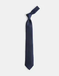 Textured Pure Silk Tie Navy male