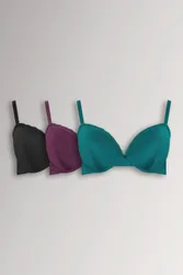 Pack Padded T-Shirt Bras - Multicolor - Size: 44D