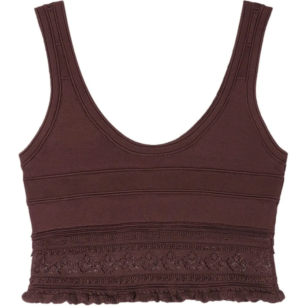 Top de mujer liso corto de punto pointelle con tirantes - sandro - FashionsVida