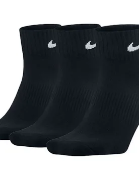 Unisex Dry Cushion Everyday Ankle Socks (3 Pairs) In Black Cotton - Size Small - Nike - FashionsVida