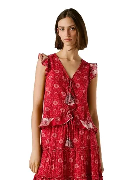 Blusa Senza Maniche Cristal Royal Red M - Pepe jeans - FashionsVida
