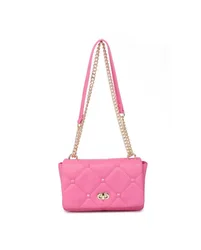 Quilted Diamand Pattern Studs Twist Lock Cross Body Bag - Pink - Size: One Size
