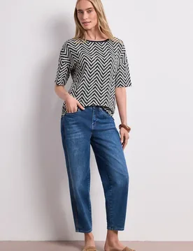 T-Shirt mit Rundhals und All-over-Print female Blau - Street One - FashionsVida