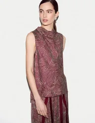 Optic Swirl Cowl Neck Top Red Mix female