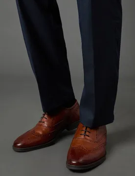 Tan Leather Smart Oxford Brogue Shoes - Tan - Size: 9 - Burton - FashionsVida