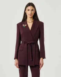 Blazer bordeaux in cady tecnico con cintura