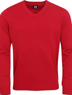 Pullover Wool Blend V-Neck, rot xl - FootJoy - FashionsVida