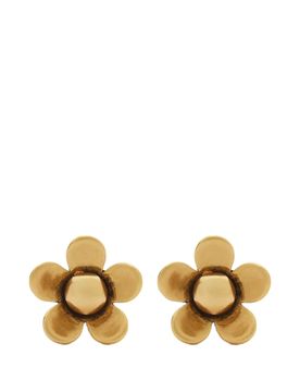 Daisy Mini Floral Stud Earrings in -Tone Brass with Snap Closure