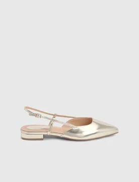 Bianca Faux Leather Pointed Sling Back Flats - Gold - Size: 7 - Dorothy perkins - FashionsVida