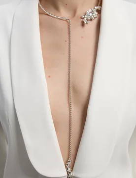 Women's Diamante Dropped Neck Cuff in Silver - Silver - Size: One Size - Karen millen - FashionsVida
