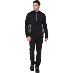 Layer Textured 1/4 Zip, schwarz xl
