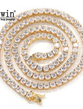 Uwin 4mm Tennis Chain 1 Row CZ Full Iced Out Cubic Zircon Fashion Luxurious Choker HipHop Jewelry - Aliexpress - FashionsVida