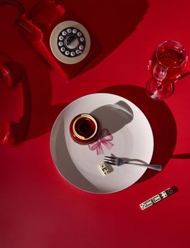 Piatti in ceramica con motivo a fiocco, set da 2 - rosa