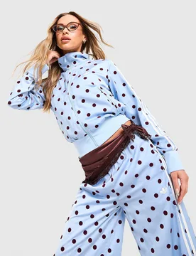 Womens SATIN POLKA DOTS TT Track Top - Blu, blu blu Donna taglia 2XS - Adidas - FashionsVida