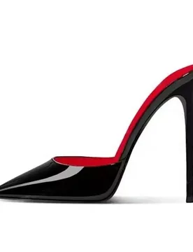 Arden Furtado Summer Patent Leather Stilettos Heels Shallow Mules Pointed Toe Pull-on Super High Heel Dinner Shoes - Aliexpress - FashionsVida