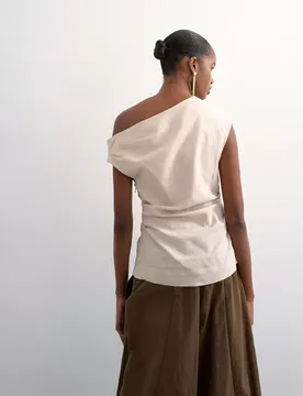 TSARISA ASYMMETRIC TWIST SHOULDER T female