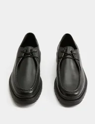 Leather Chunky Sole Apron Shoes Black male