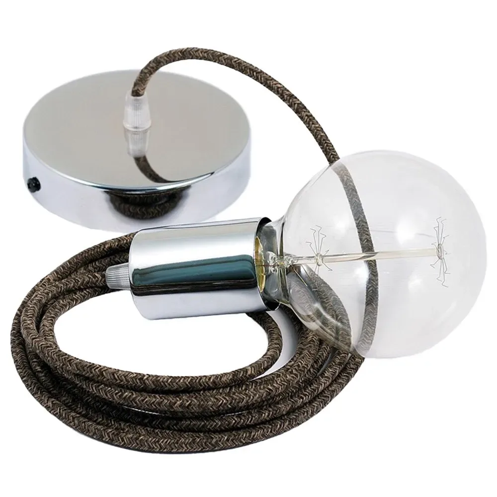 Cables Suspension Luminaire Rn04 1 M Brown / Chrome Plated One Size - Creative - FashionsVida