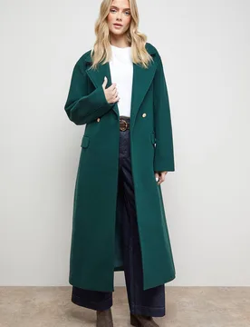 Women's Tie Belt Detail Midi Coat in Forest Size: 10 - Forest - Size: 10 - OASIS - FashionsVida