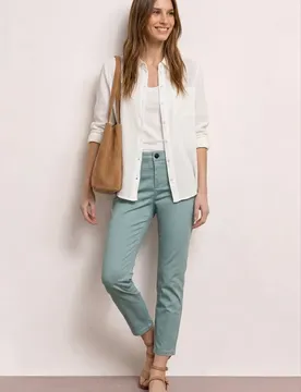 Slim Leg Hose im Satin-Look female Blau