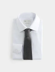 Regular Fit Cotton Blend Shirt & Tie Set Navy Mix male