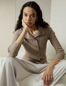Cardigan Côtelé Soie & Cachemire S - Doux, Chaud & Chic